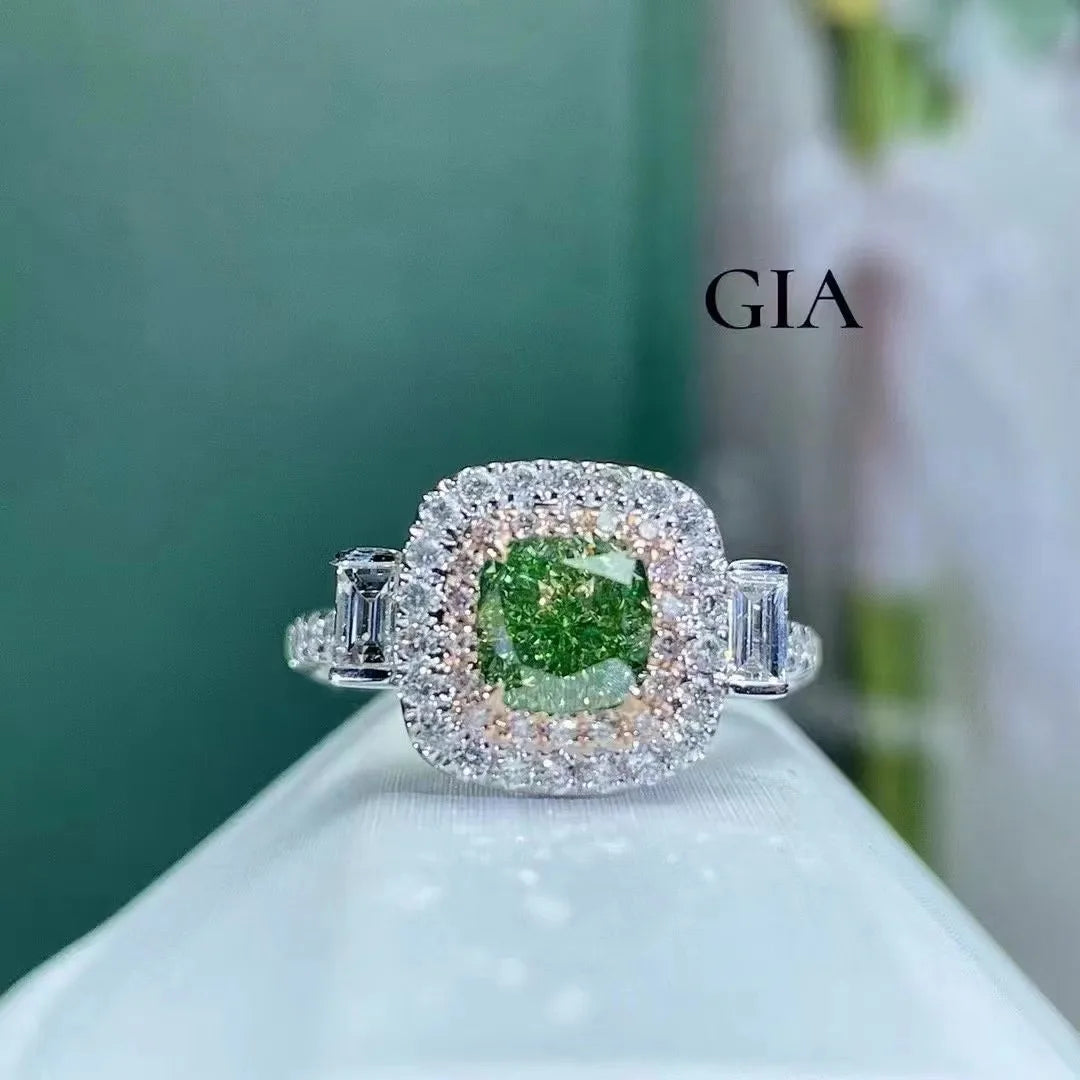 Browning Greenish Yellow Diamond Ring (GIA)