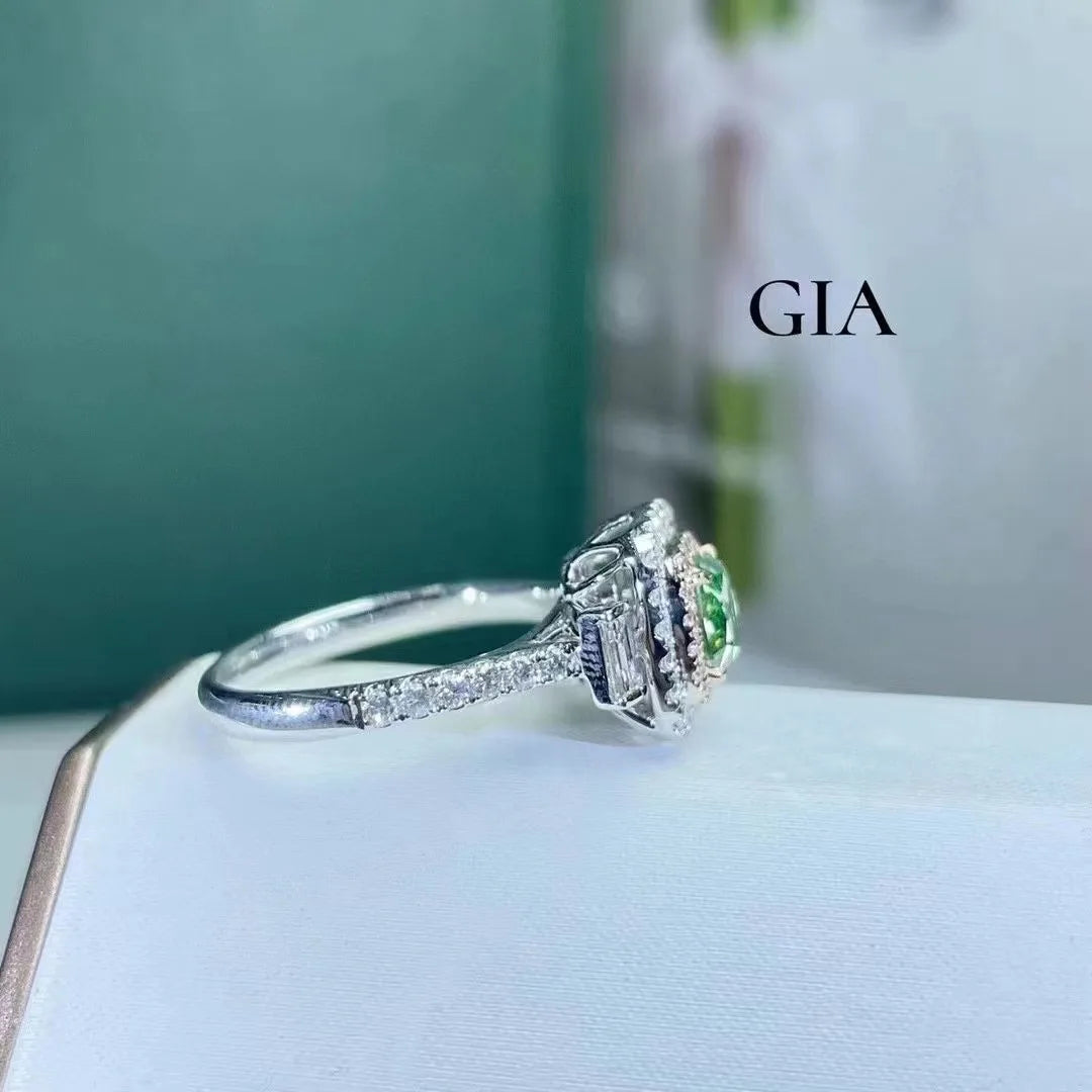 Browning Greenish Yellow Diamond Ring (GIA)