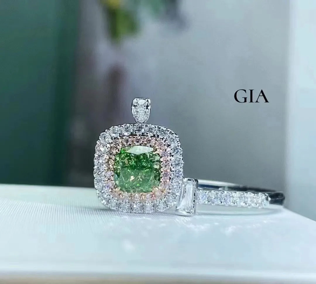 Browning Greenish Yellow Diamond Ring (GIA)