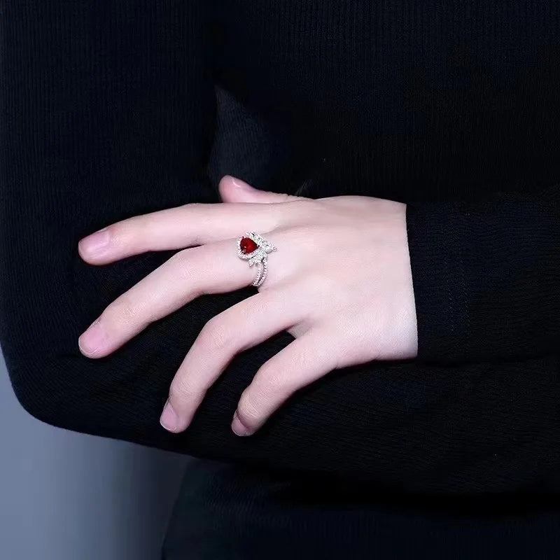 Red heart gemstone ring