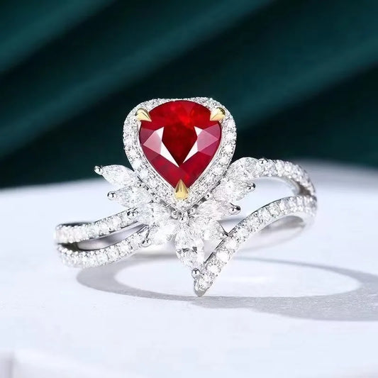 Red heart gemstone ring